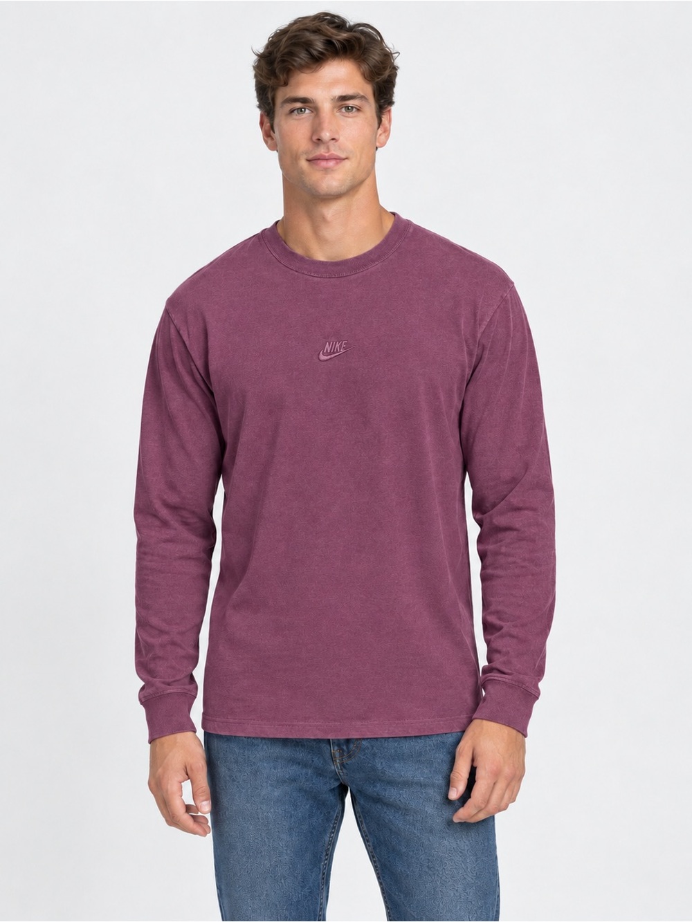 Nike Men’s Long Sleeve Shirt – Size L – Burgundy/Mauve